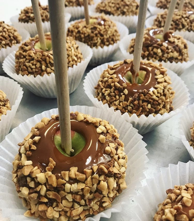 Delicious Caramel apples made with Honeycrisp apples at Hafs Road Orchard.